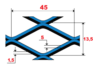 Sześciokąt 45 X 13,5 X 5 X 1,5