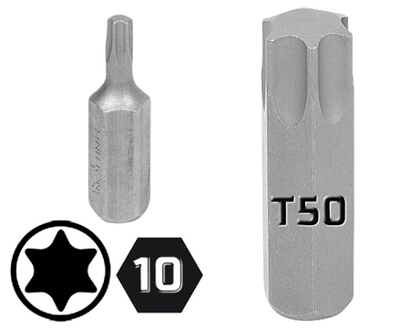 KING TONY KOŃCÓWKA BIT UCHWYT 10 mm KRÓTKA TORX T50 x 36 mm