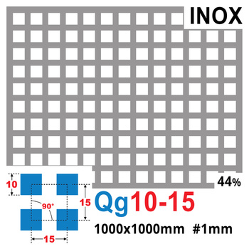 Blacha perforowana INOX 10X10 mm PRZERWA 5 mm 1000 x 1000 mm Qg 10-15