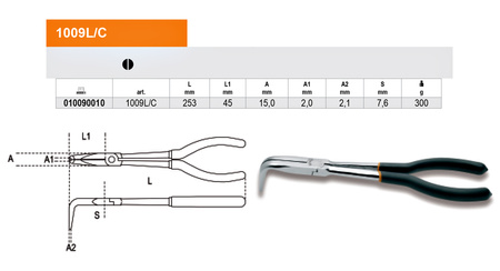 BETA Szczypce długie półokrągłe 1009L/C 253 mm 