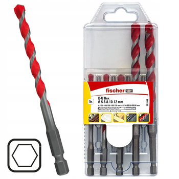 FISCHER Zestaw wierteł uniwersalnych Hex 5-12 mm