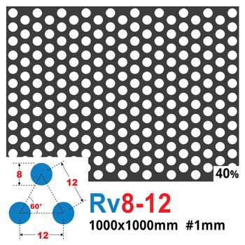 Blacha perforowana SUROWA OCZKO 8 mm PRZERWA 4 mm 1000 x 1000 mm Rv 8-12