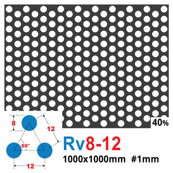Blacha perforowana SUROWA OCZKO 8 mm PRZERWA 4 mm 1000 x 1000 mm Rv 8-12 Gr. 1 mm
