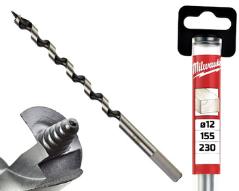 Milwaukee Wiertło kręte ŚWIDER do drewna | 12 x 155 / 230 mm