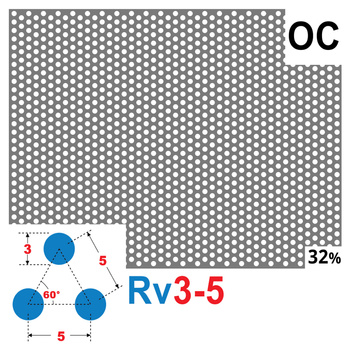 Blacha perforowana OCYNK OCZKO 3 mm PRZERWA 2 mm 200 x 200 mm Rv 3-5 Gr. 1 mm