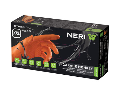 BETA Rękawice nitrylowe, jednorazowe GARAGE MONKEY POMARAŃCZOWE | Rozmiar 2XL / 11 | op. 50 szt.