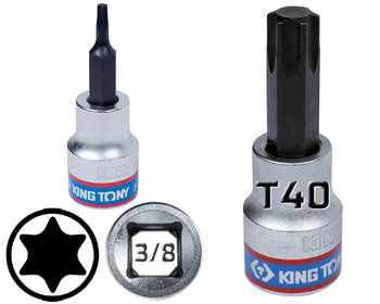 KING TONY Klucz nasadka 3/8" KRÓTKA BIT TORX T 40 x 50 mm