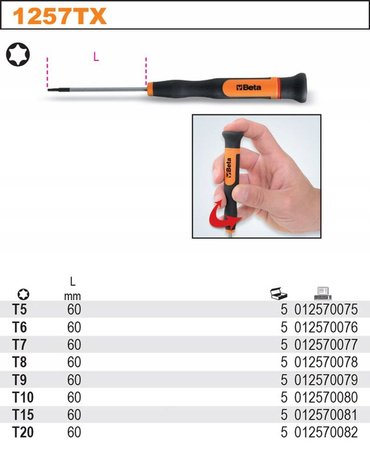 BETA Wkrętak precyzyjny 1257TX TORX T 15