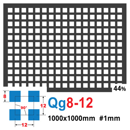 Blacha perforowana SUROWA 8X8 mm PRZERWA 4 mm 1000 x 1000 mm Qg 8-12