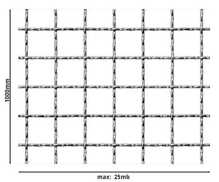 Siatka karbowana OCYNKOWANA 20 x 20 x 3 mm WYS. 1000 mm 