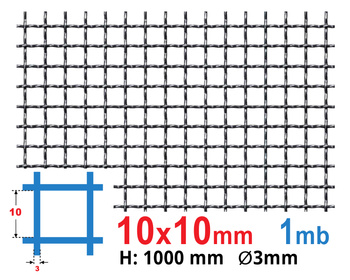 Siatka karbowana SUROWA 10 x 10 x 3,0 mm 1000mm