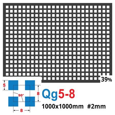 Blacha perforowana SUROWA 5X5 mm PRZERWA 3 mm 1000 x 1000 mm Qg 5-8 Gr. 2 mm
