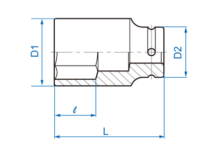 KING TONY Klucz nasadka UDAROWA DŁUGA 3/4" 6-KĄTNA 22 x 90 mm 