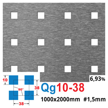 Blacha perforowana SUROWA 10X10 mm PRZERWA 28 mm 1000 x 2000 mm Qg 10-38 Gr. 1,5 mm
