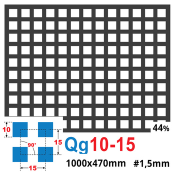 Blacha perforowana SUROWA 10X10 mm PRZERWA 5 mm 1000 x 470 mm Qg 10-15