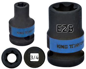 KING TONY Klucz nasadka UDAROWA 3/4" GWIAZDKA TORX WEW E26 x 50 mm