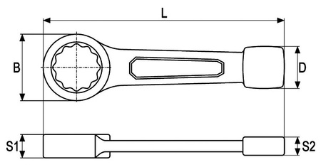 JCB KLUCZ OCZKOWY DO POBIJANIA Cr-V 12-KĄTNY 24 mm JCB-79124