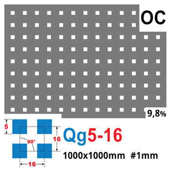 Blacha perforowana OCYNK 5X5 mm PRZERWA 11 mm 1000 x 1000 mm Qg 5-16