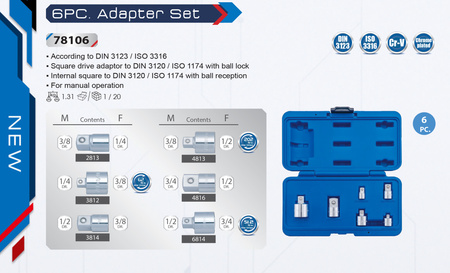 KING TONY Zestaw adapterów i redukcji 1/4" - 3/4" 6 szt. 78106