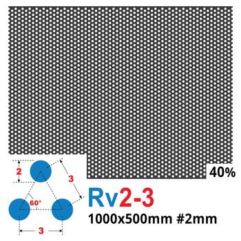 Blacha perforowana SUROWA OCZKO 2 mm PRZERWA 1 mm 1000 x 500 mm Rv 2-3 Gr. 2 mm
