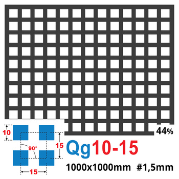 Blacha perforowana SUROWA 10X10 mm PRZERWA 5 mm 1000 x 1000 mm Qg 10-15 Gr. 1,5 mm