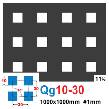 Blacha perforowana SUROWA 10X10 mm PRZERWA 20 mm 1000 x 1000 mm Qg 10-30
