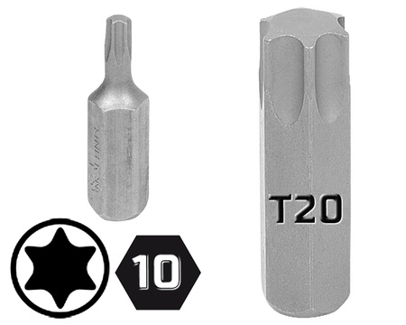 KING TONY KOŃCÓWKA BIT UCHWYT 10 mm KRÓTKA TORX T20 x 36 mm