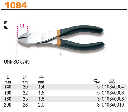 BETA Szczypce boczne dźwigniowe ucinaczki 1084 160 mm