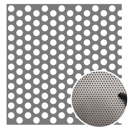 Blacha perforowana OCYNK OCZKO 8 mm PRZERWA 4 mm 1000 x 1000 mm Rv 8-12 Gr. 1,5 mm