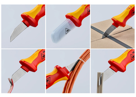 KNIPEX Nóż do kabli z izolowaną rękojeścią VDE 1000V - 190 mm