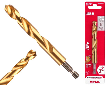 Milwaukee Wiertło udarowe do metalu HSS-G TIN RED HEX 1/4" | 12,0 mm
