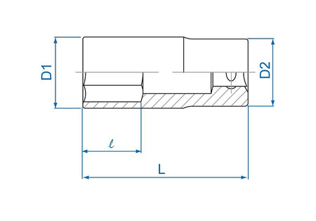 KING TONY Klucz nasadka DŁUGA 1/2" 6-KĄTNA 22 x 77 mm