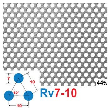 Blacha perforowana SUROWA OCZKO 7 mm PRZERWA 3 mm 200 x 200 mm Rv 7-10 Gr. 1 mm