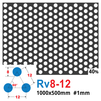 Blacha perforowana SUROWA OCZKO 8 mm PRZERWA 4 mm 1000 x 500 mm Rv 8-12