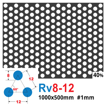 Blacha perforowana SUROWA OCZKO 8 mm PRZERWA 4 mm 1000 x 500 mm Rv 8-12 Gr. 1 mm