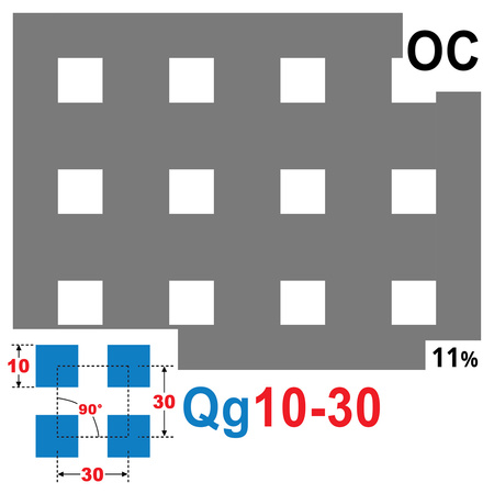 Blacha perforowana OCYNK 10X10 mm PRZERWA 20 mm 200 x 200 mm Qg 10-30 Gr. 1 mm