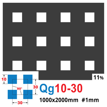 Blacha perforowana SUROWA 10X10 mm PRZERWA 20 mm 1000 x 2000 mm Qg 10-30 Gr. 1 mm