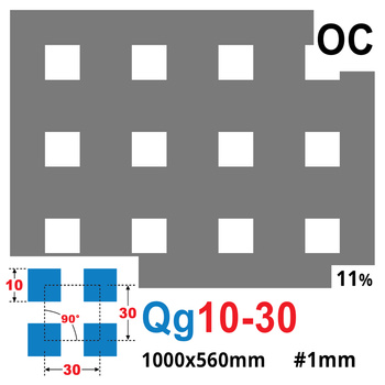 Blacha perforowana OCYNK 10X10 mm PRZERWA 20 mm 1000 x 560 mm Qg 10-30