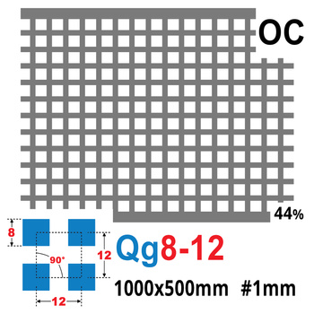 Blacha perforowana OCYNK 8X8 mm PRZERWA 4 mm 1000 x 500 mm Qg 8-12 Gr. 1 mm