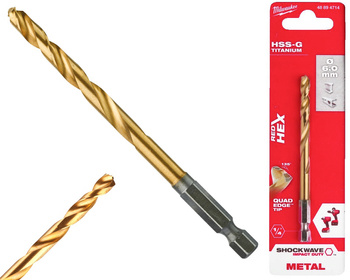 Milwaukee Wiertło udarowe do metalu HSS-G TIN RED HEX 1/4" | 6,0 mm