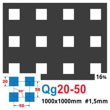 Blacha perforowana SUROWA 20X20 mm PRZERWA 30 mm 1000 x 1000 mm Qg 20-50 GR. 1,5 mm