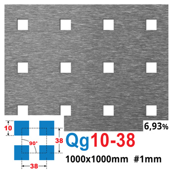 Blacha perforowana SUROWA 10X10 mm PRZERWA 28 mm 1000 x 1000 mm Qg 10-38