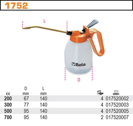 BETA Olejarka z tworzywa sztucznego 1752/200 200ml