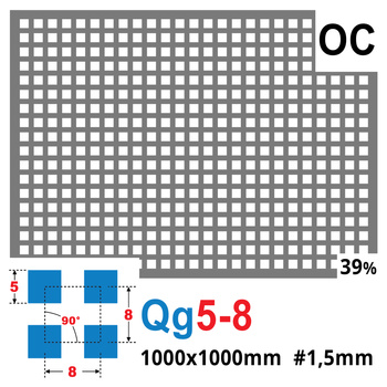 Blacha perforowana OCYNK 5X5 mm PRZERWA 3 mm 1000 x 1000 mm Qg 5-8