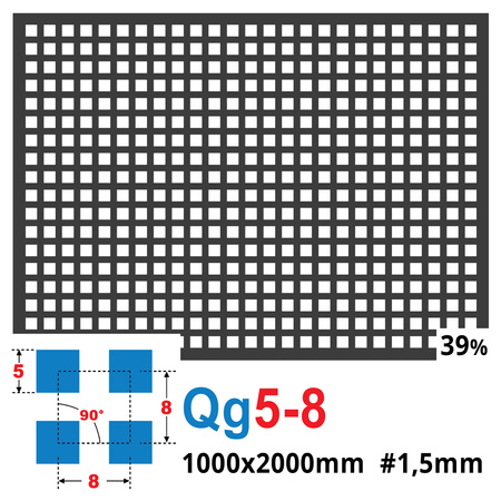 Blacha perforowana SUROWA 5X5 mm PRZERWA 3 mm 1000 x 2000 mm Qg 5-8