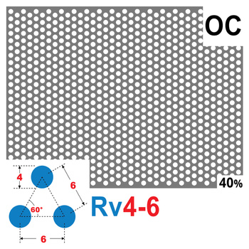 Blacha perforowana OCYNK OCZKO 4 mm PRZERWA 2 mm 200 x 200 mm Rv 4-6 Gr. 1 mm