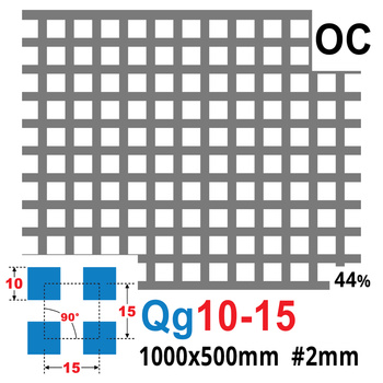 Blacha perforowana OCYNK 10X10 mm PRZERWA 5 mm 1000 x 500 mm Qg 10-15 Gr. 2 mm