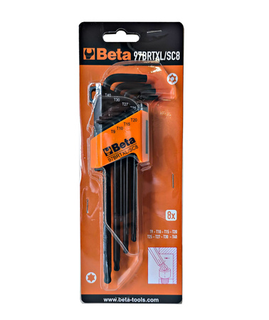 BETA Komplet 8 kluczy trzpieniowych kulistych TORX Z OTWOREM 96BRTXL/SC8