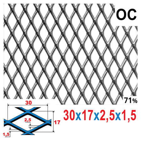 Siatka cięto-ciągniona OCYNK 30 x 17 x 2,5 x 1,5 | ok. 200 x 200 mm