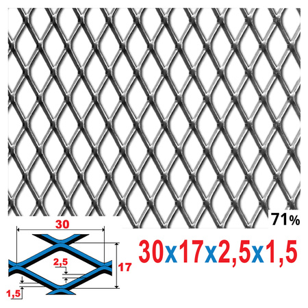 Siatka cięto-ciągniona SUROWA 30 x 17 x 2,5 x 1,5 | ok. 200 x 200 mm